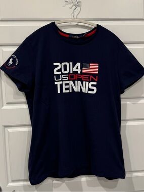 Polo Ralph Lauren 2014 Women’s US Open Tennis T-Shirt XL Blue Cotton